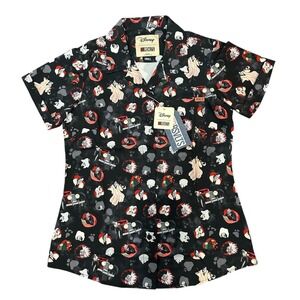 NEW RSVLTS Disney 101 Dalmatians‎ Cruella de Vil KUNUFLEX Button Up Shirt